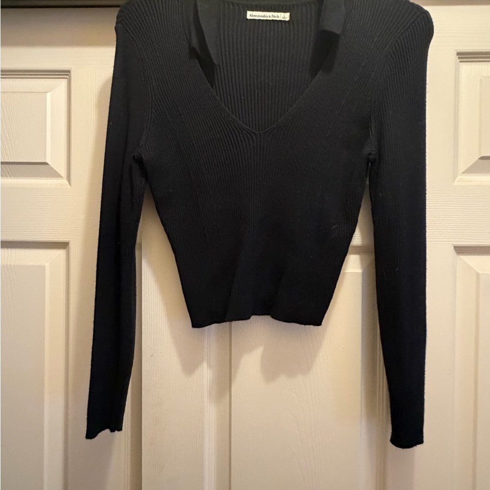 Abercrombie & Fitch Black Ribbed Crop Top - Picture 2 of 2